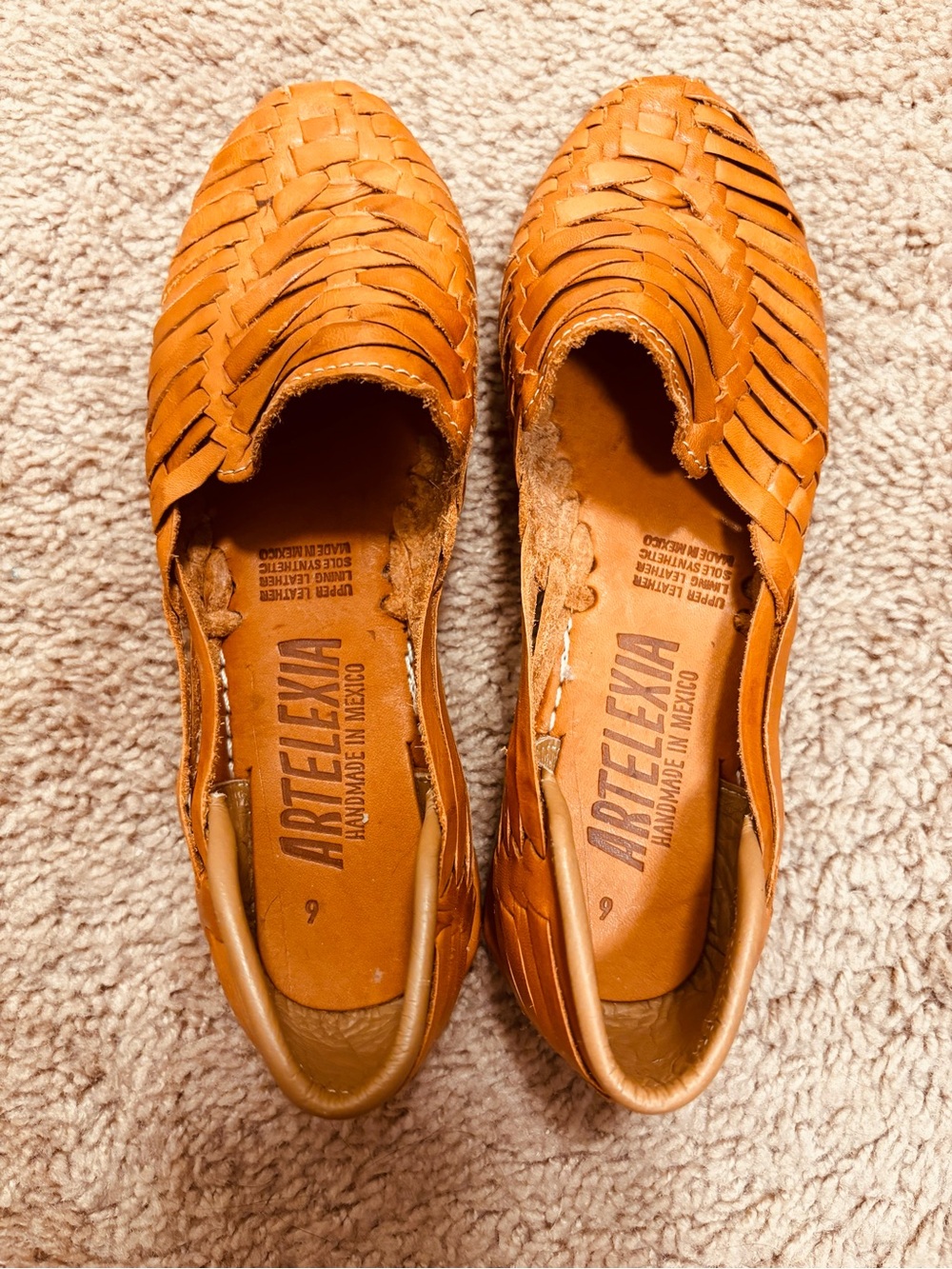 Artelexia Handcrafted Woven Leather Huarache - Tan Size 6